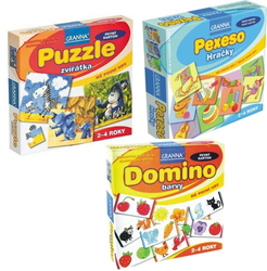 BALÍČEK PRE NAJMENŠÍCH 2: PEXESO + PUZZLE + DOMINO